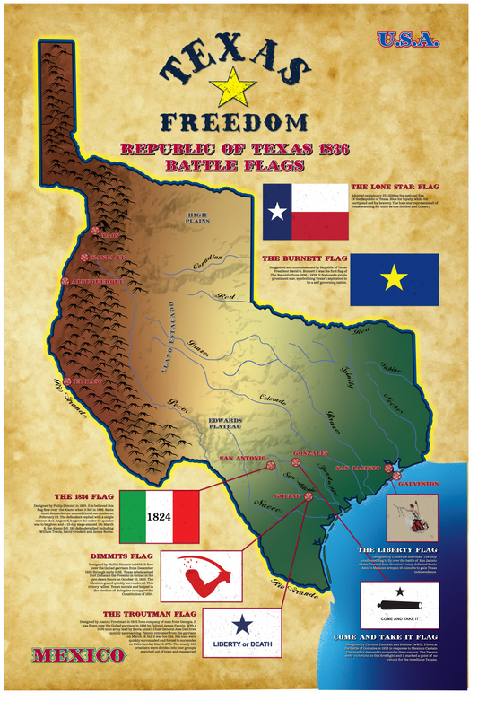 Texas Freedom Battle Flag Map