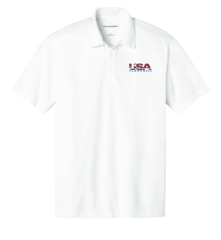 USA Floorball Men's White Polo Shirt